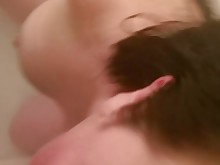 amateur blowjob brunette close-up big-cock cum cumshot jerking licking