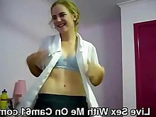 blonde nude striptease tease teen webcam